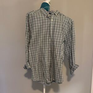 Tommy Hilfiger Men's Green and White Checkered Shirt